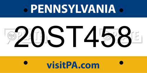 20ST458 Pennsylvania License Plate