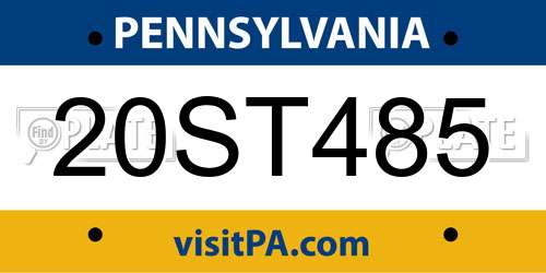 20ST485 Pennsylvania License Plate