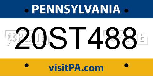 20ST488 Pennsylvania License Plate