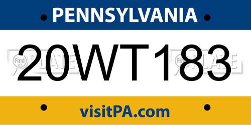 20WT183 Pennsylvania License Plate