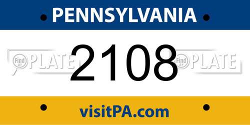 2108 Pennsylvania License Plate