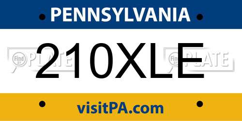 210XLE Pennsylvania License Plate