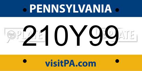 210Y99 Pennsylvania License Plate