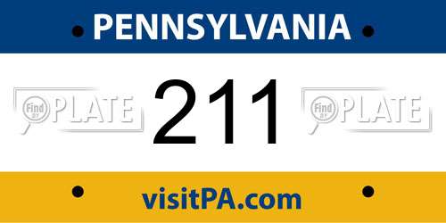211 Pennsylvania License Plate