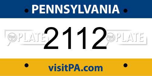 2112 Pennsylvania License Plate