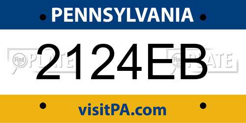 2124EB Pennsylvania License Plate