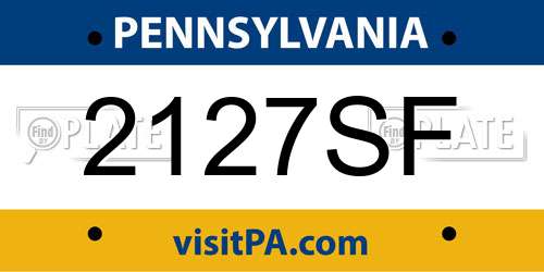 2127SF Pennsylvania License Plate