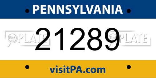 21289 Pennsylvania License Plate