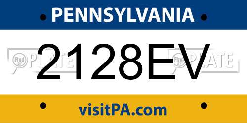 2128EV Pennsylvania License Plate