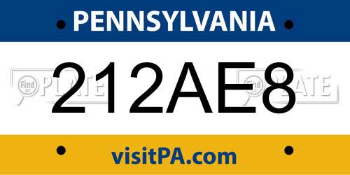 212AE8 Pennsylvania License Plate