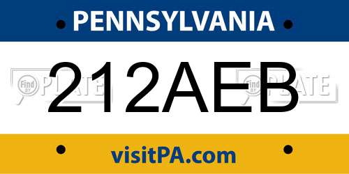 212AEB Pennsylvania License Plate