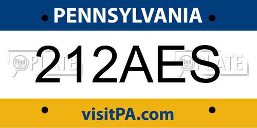 212AES Pennsylvania License Plate