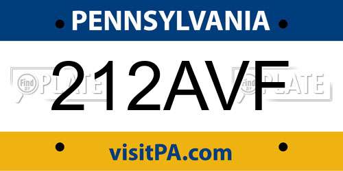 212AVF Pennsylvania License Plate