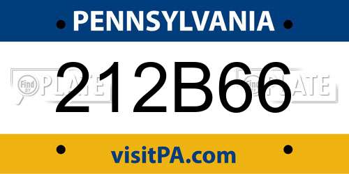 212B66 Pennsylvania License Plate
