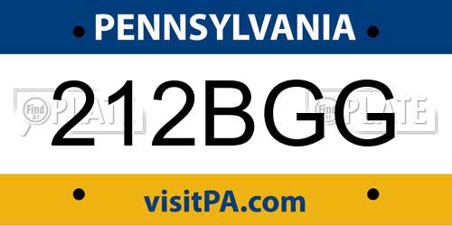 212BGG Pennsylvania License Plate