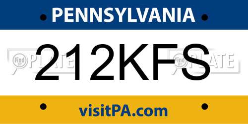 212KFS Pennsylvania License Plate