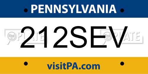 212SEV Pennsylvania License Plate