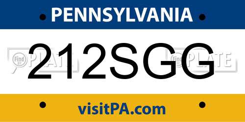 212SGG Pennsylvania License Plate