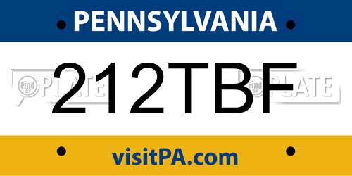212TBF Pennsylvania License Plate