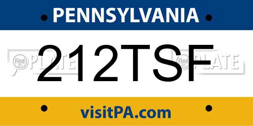 212TSF Pennsylvania License Plate