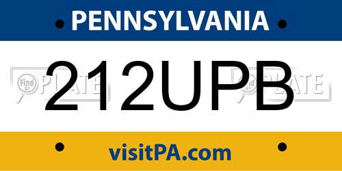 212UPB Pennsylvania License Plate