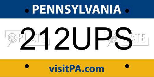 212UPS Pennsylvania License Plate