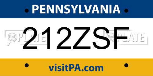 212ZSF Pennsylvania License Plate