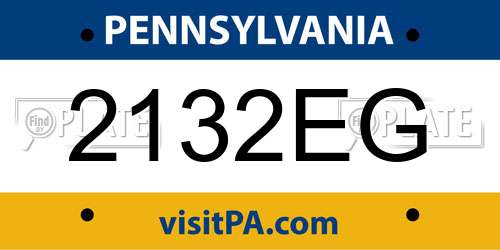 2132EG Pennsylvania License Plate