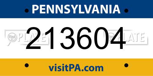 213604 Pennsylvania License Plate