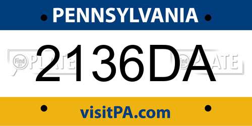 2136DA Pennsylvania License Plate