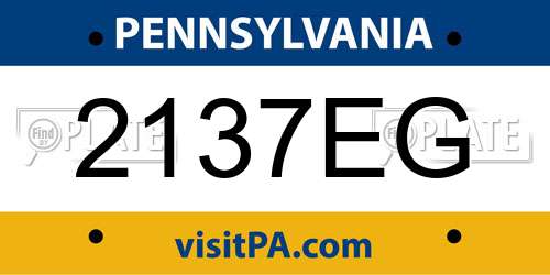 2137EG Pennsylvania License Plate