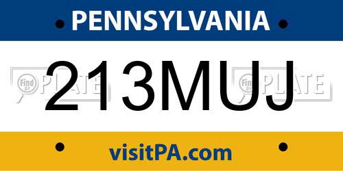 213MUJ Pennsylvania License Plate