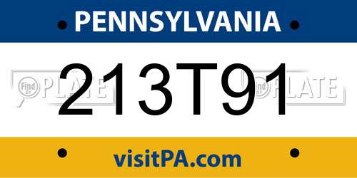 213T91 Pennsylvania License Plate