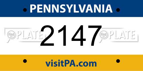 2147 Pennsylvania License Plate