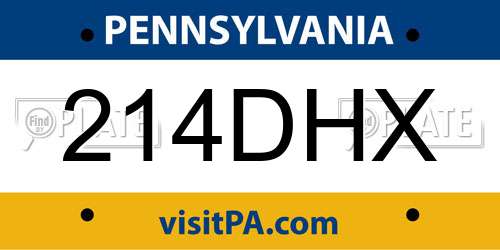 214DHX Pennsylvania License Plate