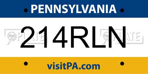 214RLN Pennsylvania License Plate