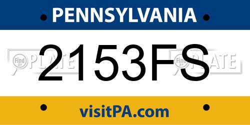 2153FS Pennsylvania License Plate