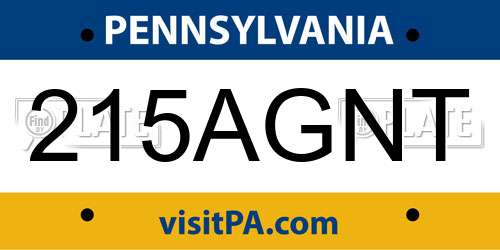 215AGNT Pennsylvania License Plate