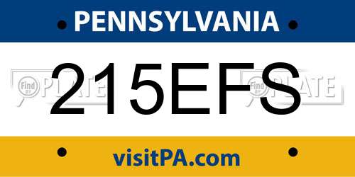 215EFS Pennsylvania License Plate