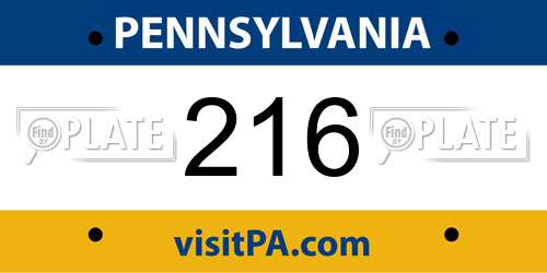 216 Pennsylvania License Plate