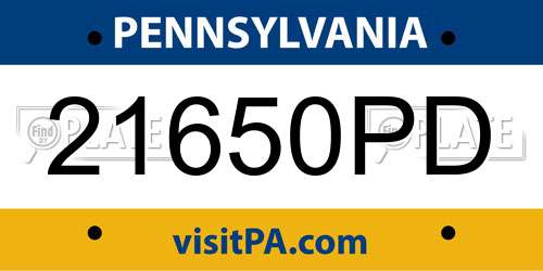 21650PD Pennsylvania License Plate