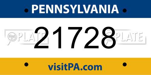21728 Pennsylvania License Plate