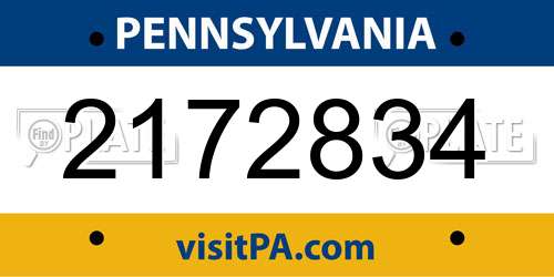 2172834 Pennsylvania License Plate