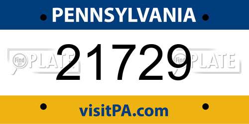 21729 Pennsylvania License Plate