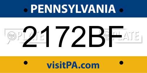 2172BF Pennsylvania License Plate