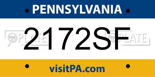 2172SF Pennsylvania License Plate