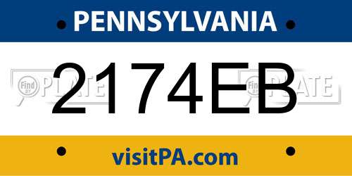 2174EB Pennsylvania License Plate