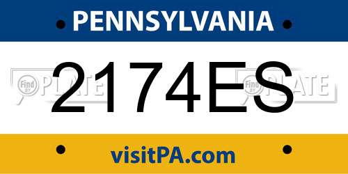 2174ES Pennsylvania License Plate