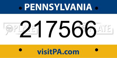 217566 Pennsylvania License Plate