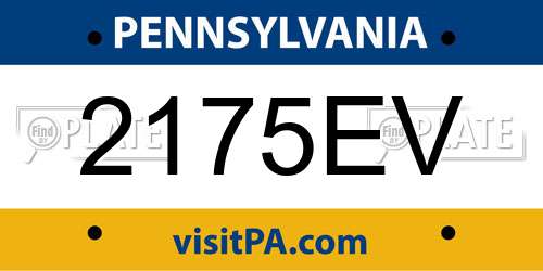 2175EV Pennsylvania License Plate